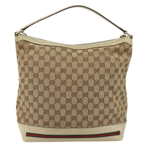 GUCCI GG Canvas Web Sherry Line Pretty Bag Beige Gold - Picture 2 of 15